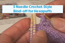 3-Needle Crochet-Style Bind-off for Hexapuffs Knitting Tutorial