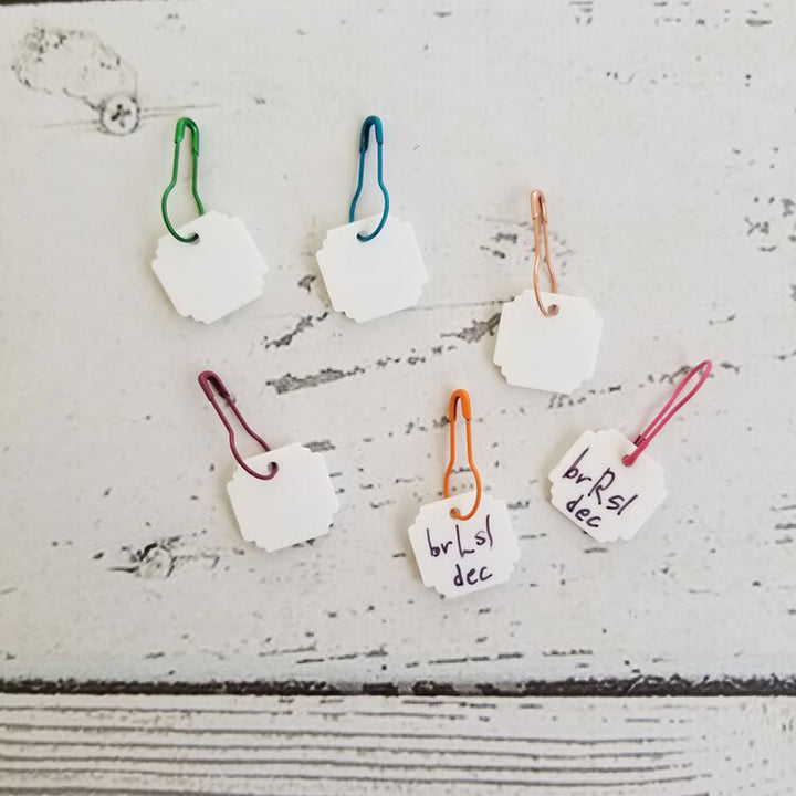 Katrinkles Write on / Wipe Off Stitch Markers - White Acrylic - Extra Image