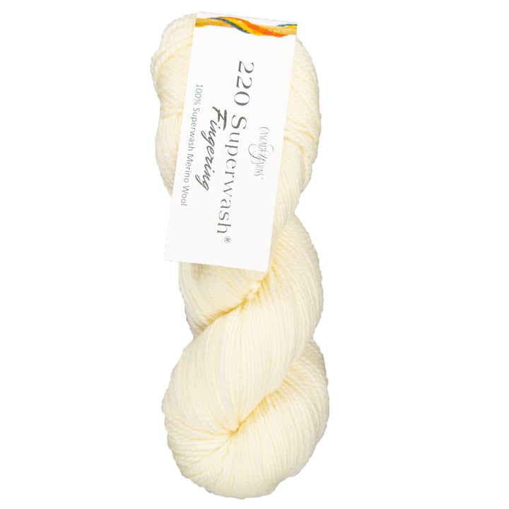 Cascade Yarns 220 Superwash Fingering Yarn - 01 Cream - Zoom Image