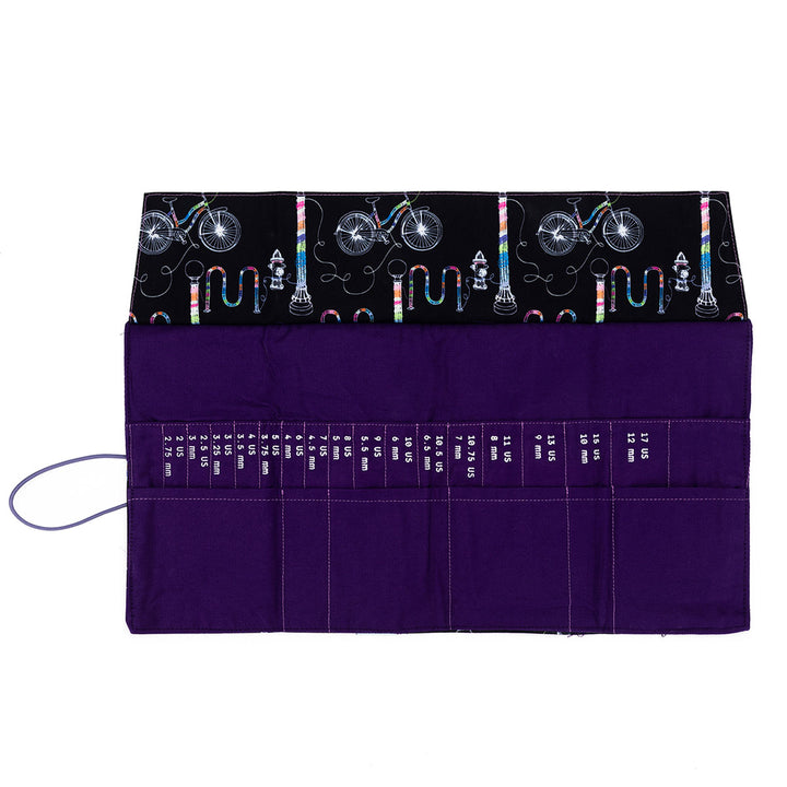 della Q Interchangeable Needle Case - 185-1 - Fabric Print Collection - Yarn Bombing - Extra Image