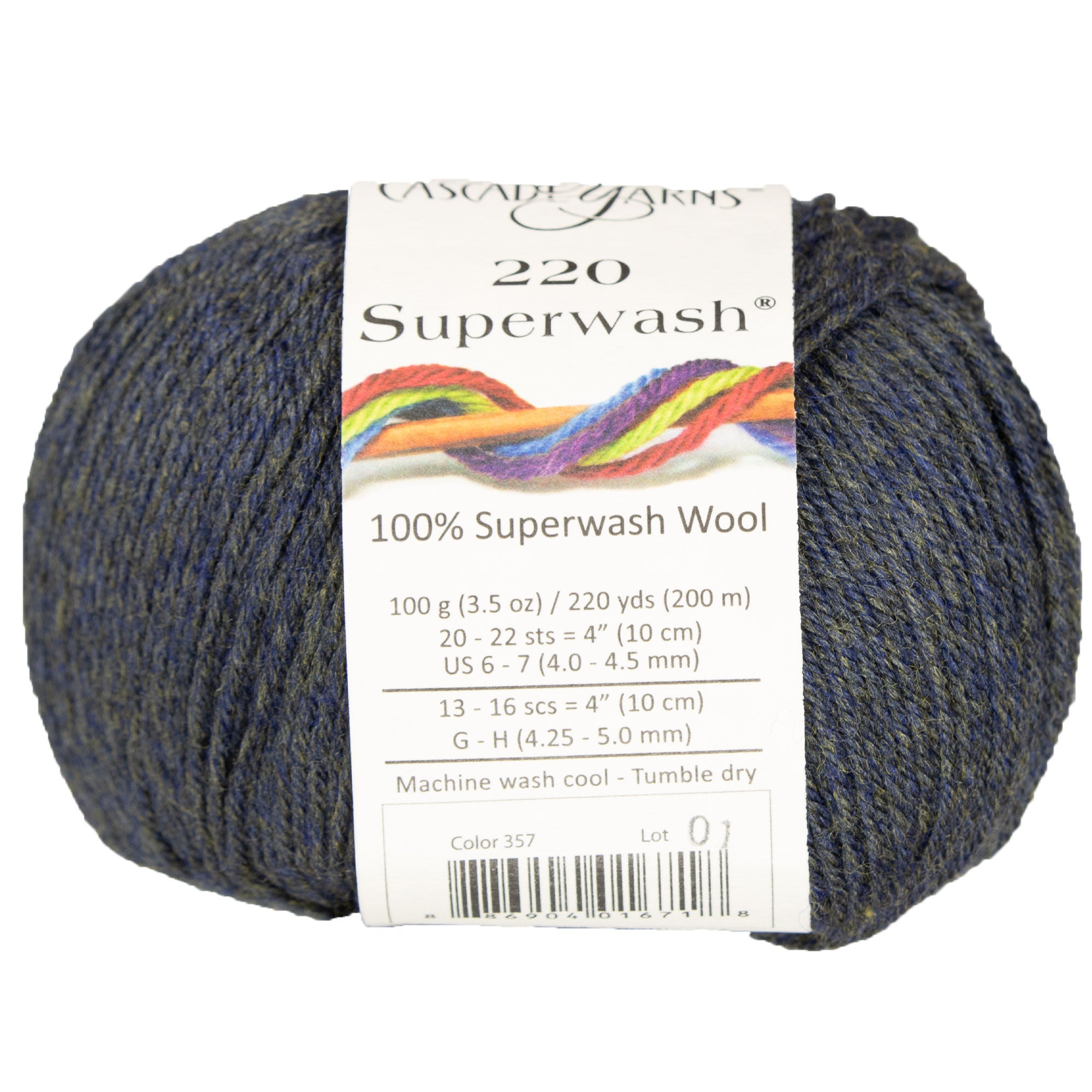 Cascade Yarns 220 Superwash Yarn - 0357 Stormy Seas Heather - Zoom Image