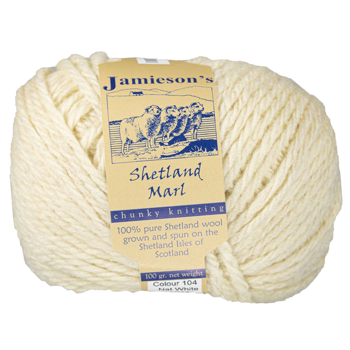 Jamieson's of Shetland Marl Chunky Yarn - 104 Natural White - Zoom Image
