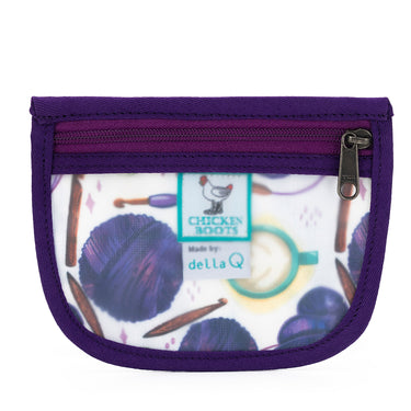 della Q Chicken Boots Stitch Marker Pouch - Coffee and Yarn Purple - Zoom Image