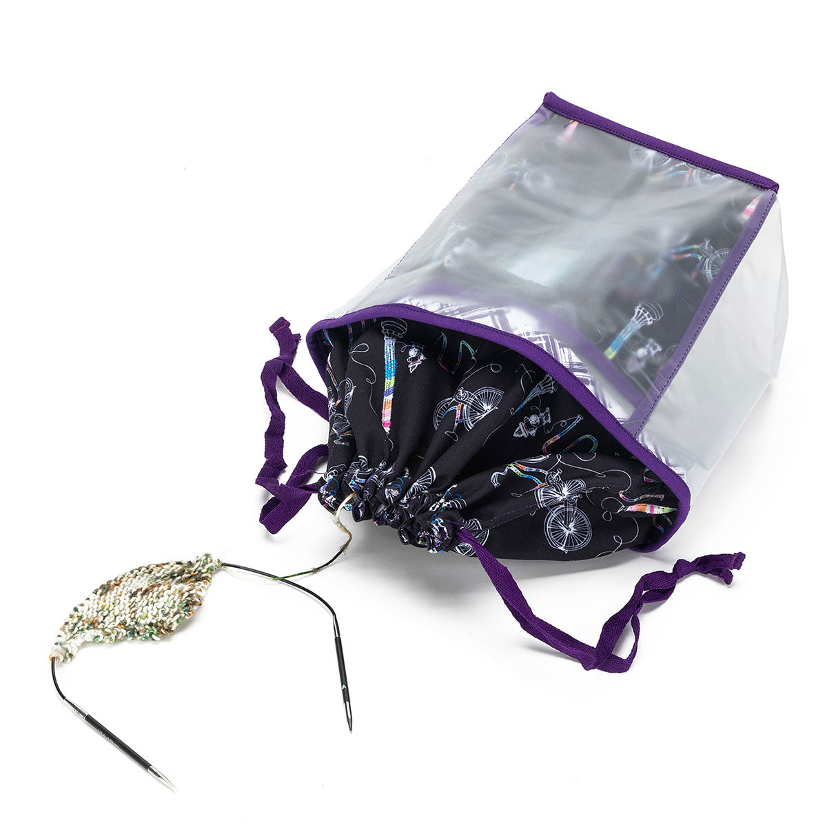 della Q Chicken Boots Double Double Project Bag - Coffee and Yarn Purple - Extra Image