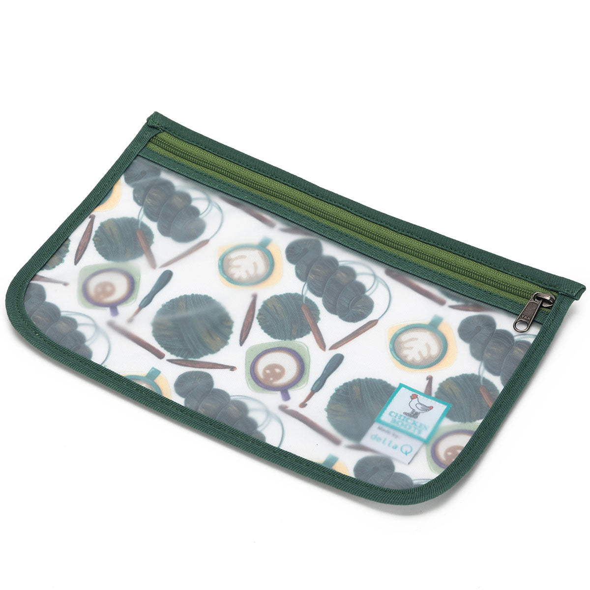 della Q Chicken Boots Notions Case - Coffee and Yarn Green - Extra Image