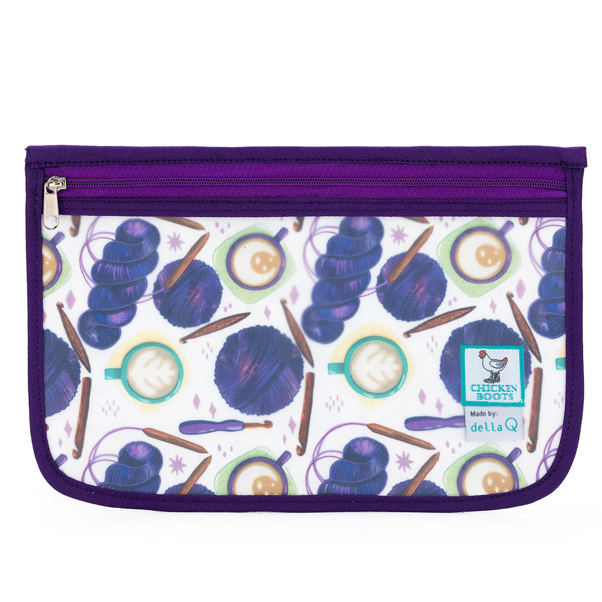 della Q Chicken Boots Notions Case - Coffee and Yarn Purple - Extra Image