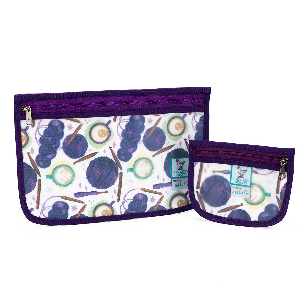 della Q Chicken Boots Notions Case - Coffee and Yarn Purple - Extra Image