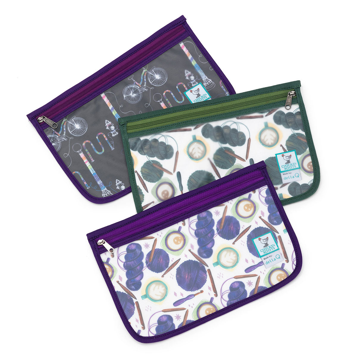 della Q Chicken Boots Notions Case - Coffee and Yarn Purple - Extra Image