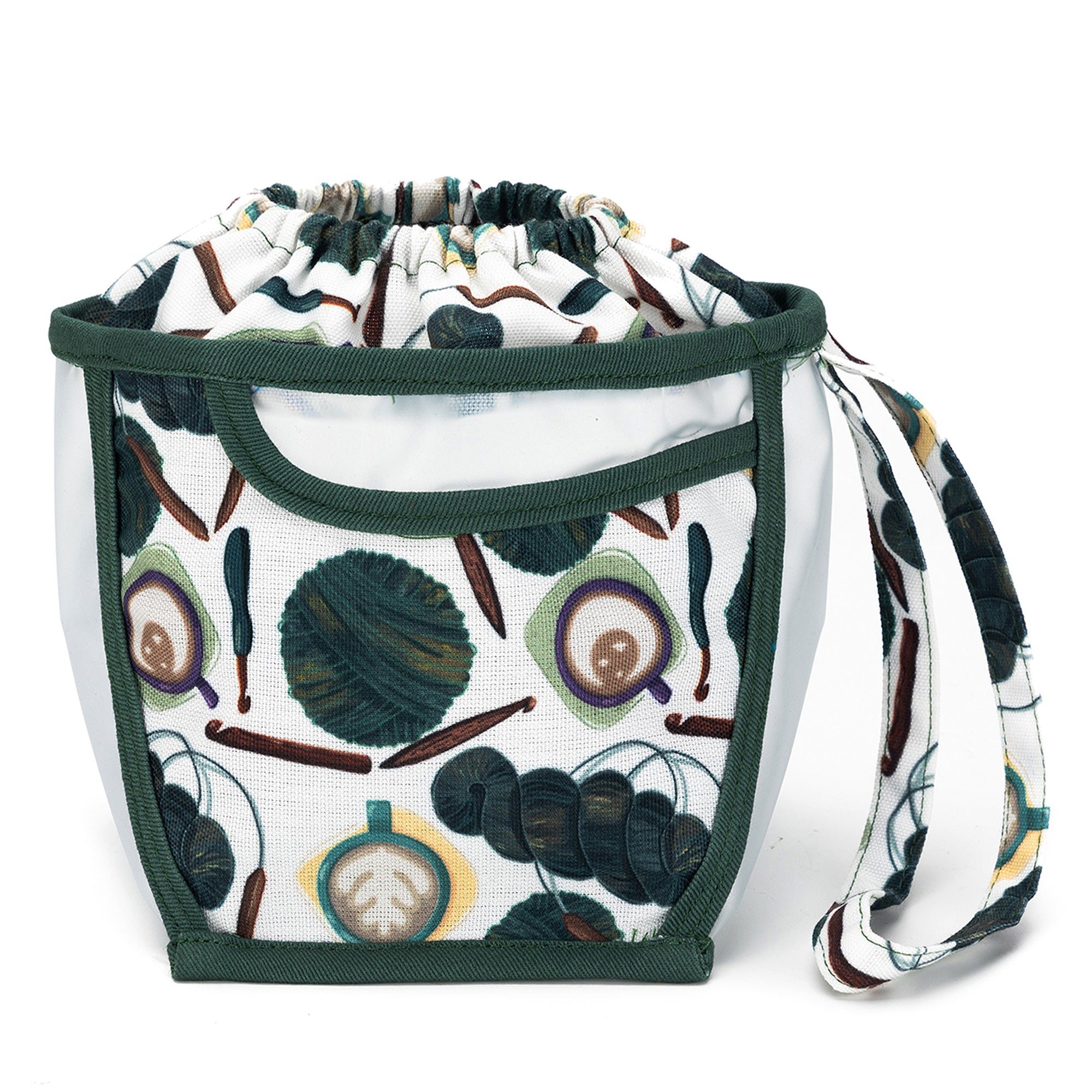 della Q Chicken Boots Clear Wristlet - Coffee and Yarn Green - Zoom Image