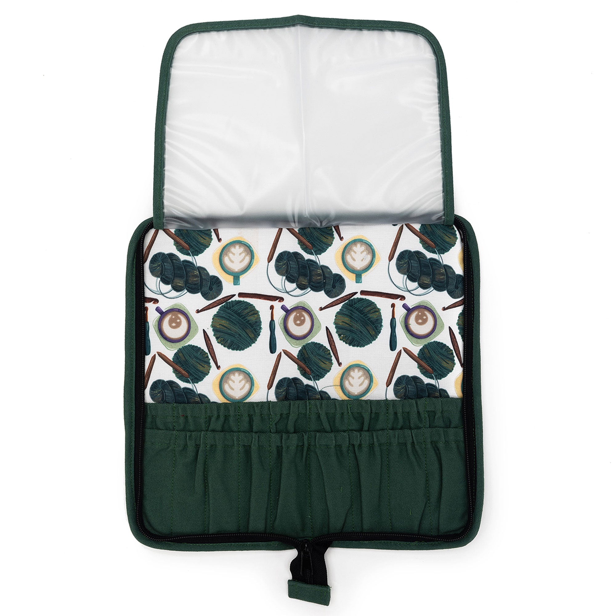 della Q Chicken Boots DPN/Crochet Hook Case - Coffee and Yarn Green - Zoom Image