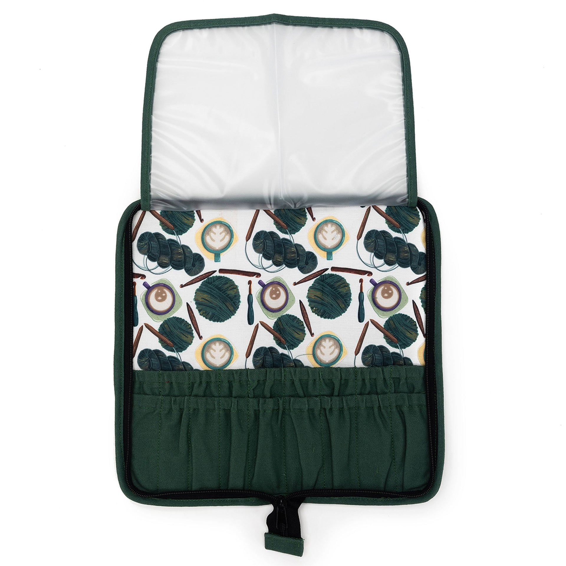 della Q Chicken Boots DPN/Crochet Hook Case - Coffee and Yarn Green - Zoom Image