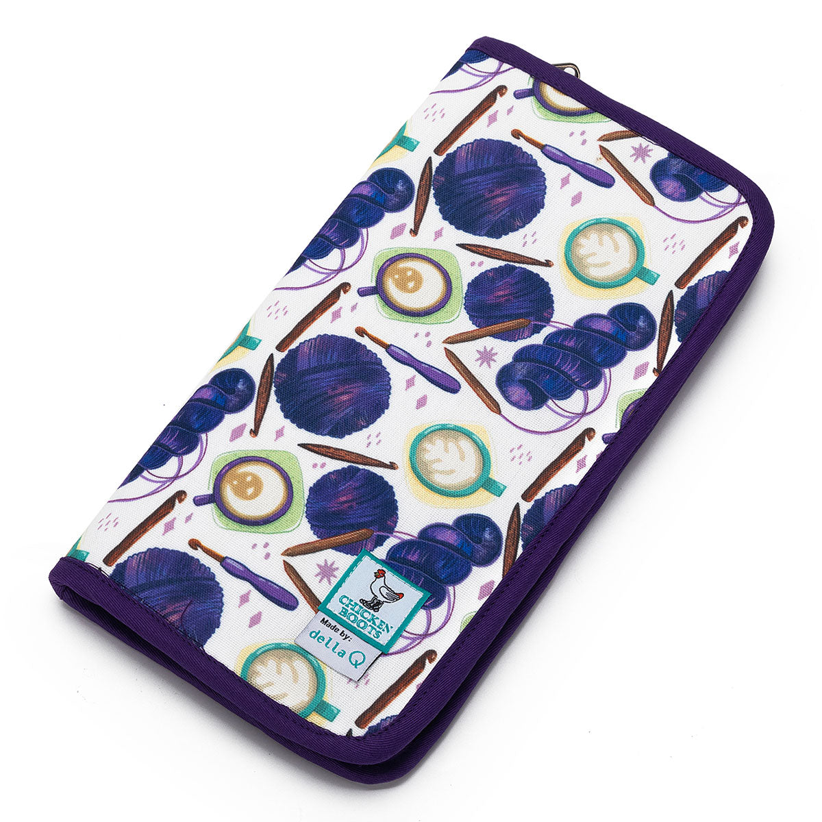 della Q Chicken Boots DPN/Crochet Hook Case - Coffee and Yarn Purple - Extra Image