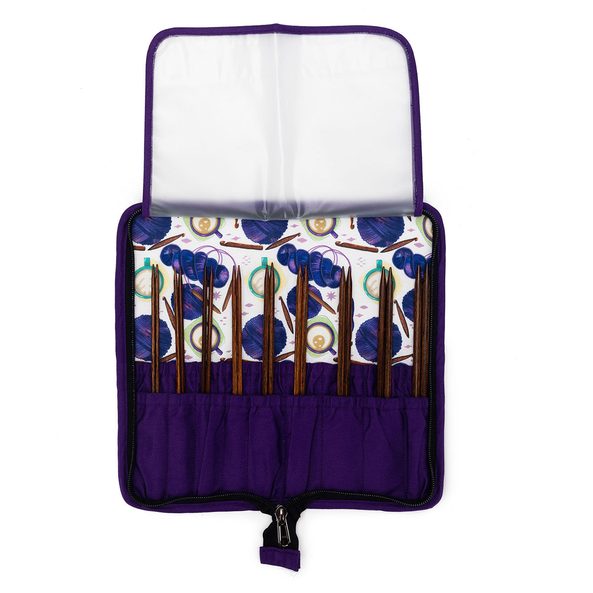 della Q Chicken Boots DPN/Crochet Hook Case - Coffee and Yarn Purple - Extra Image