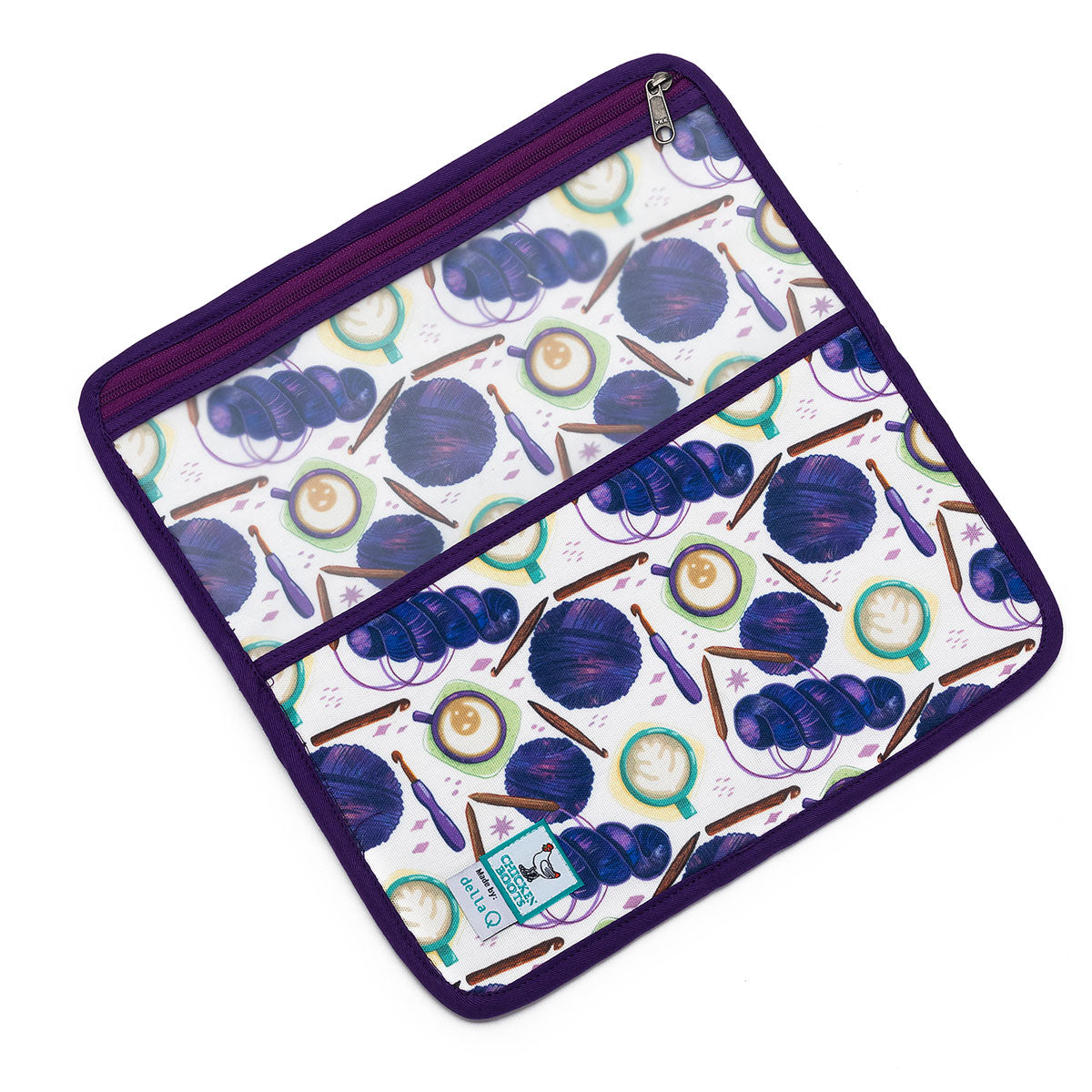 della Q Chicken Boots DPN/Crochet Hook Case - Coffee and Yarn Purple - Extra Image