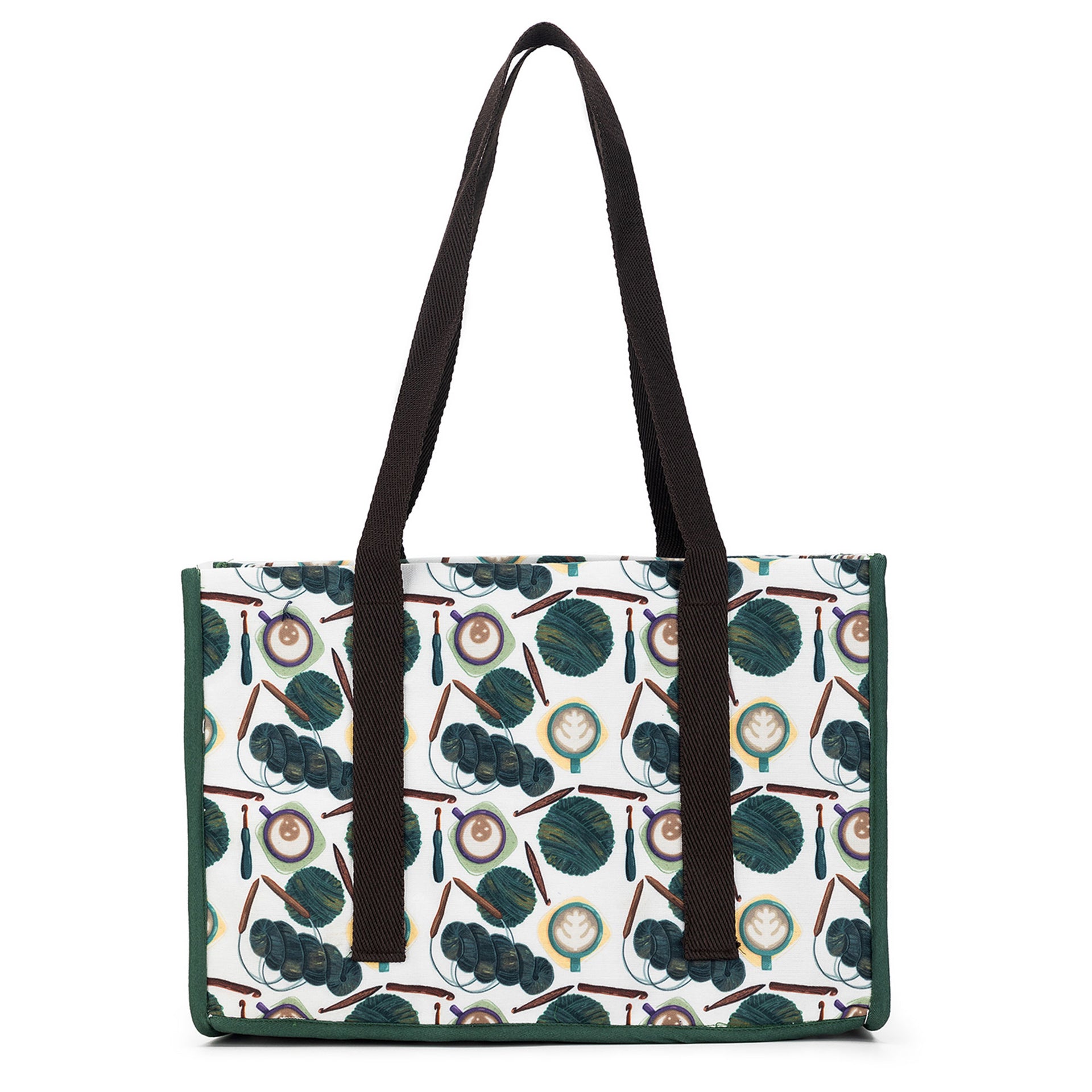 della Q Chicken Boots Project Bag - Coffee and Yarn Green - Zoom Image
