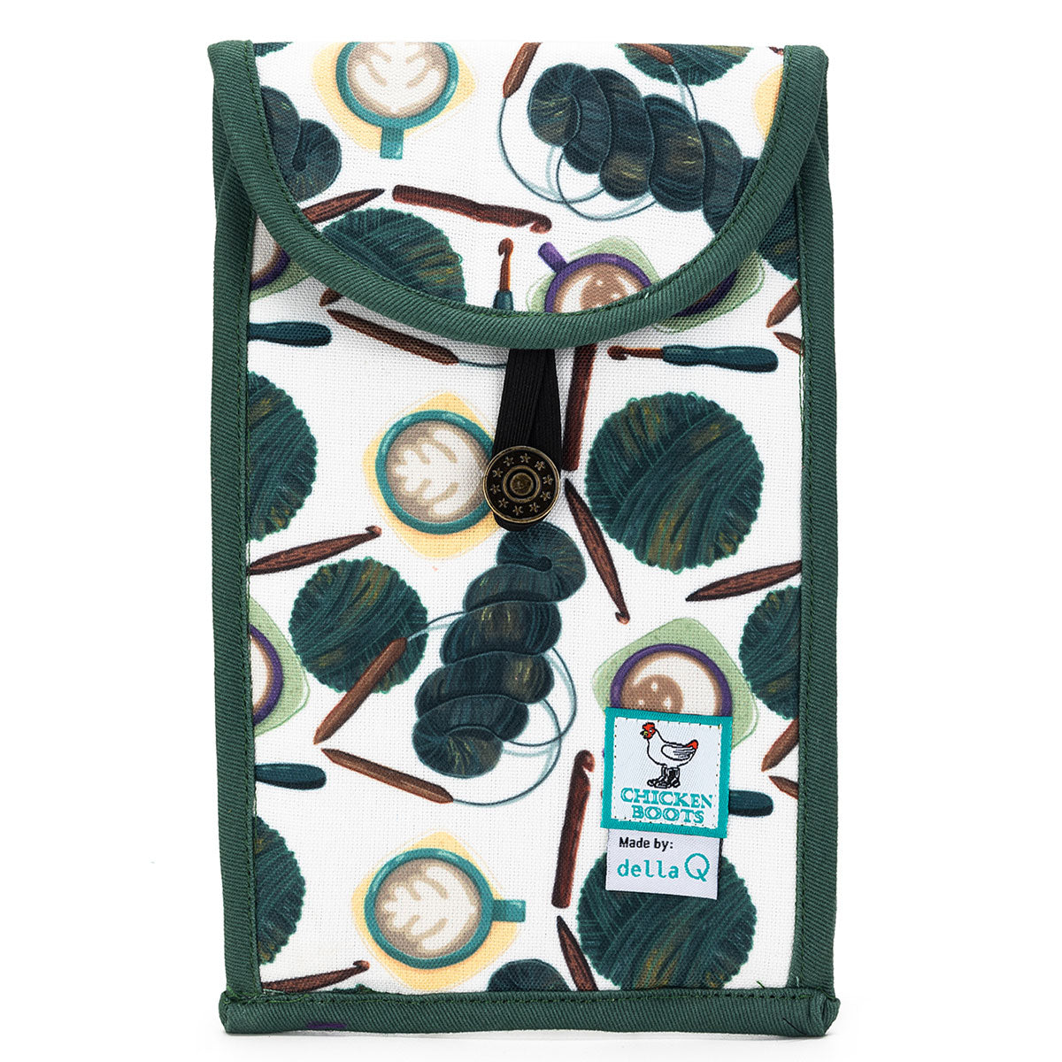 della Q Chicken Boots Accordion Circular Needle Pouch - Coffee and Yarn Green - Extra Image