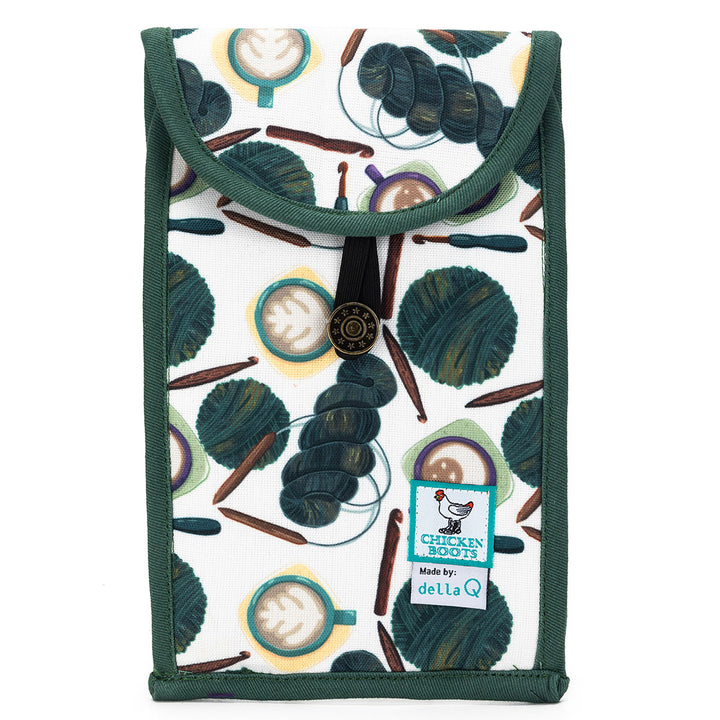 della Q Chicken Boots Accordion Circular Needle Pouch - Coffee and Yarn Green - Extra Image