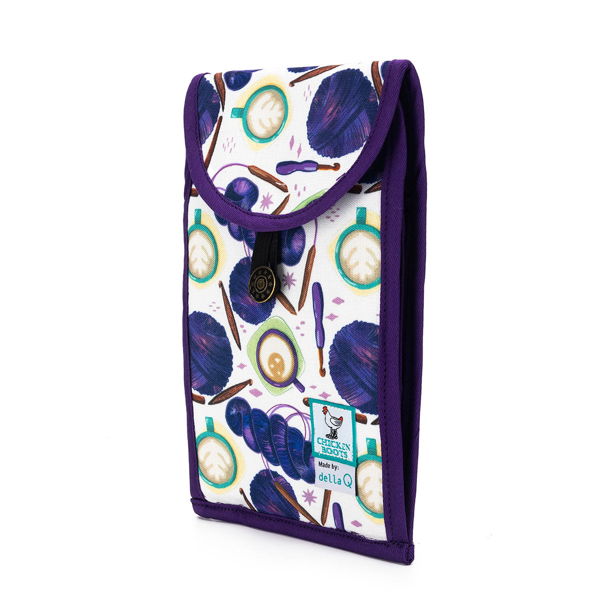 della Q Chicken Boots Accordion Circular Needle Pouch - Coffee and Yarn Purple - Extra Image