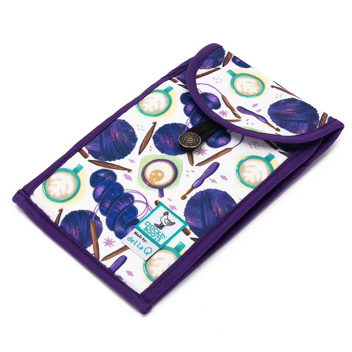 della Q Chicken Boots Accordion Circular Needle Pouch - Coffee and Yarn Purple - Extra Image