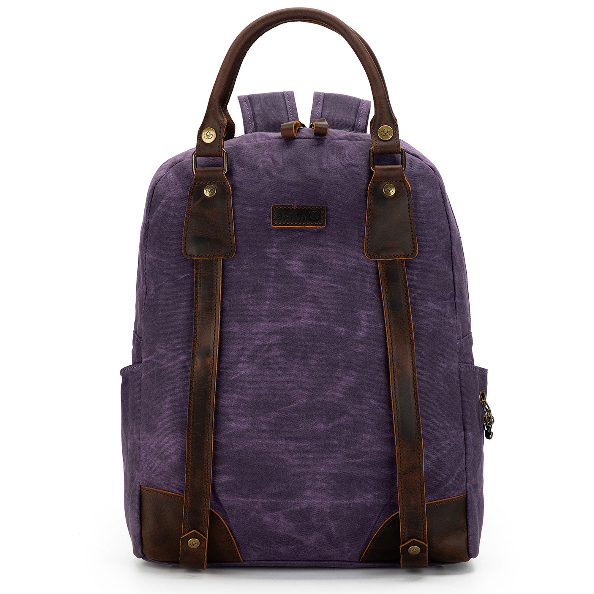 cheap purple leather backpack Della Q Maker's Canvas Backpack Purple