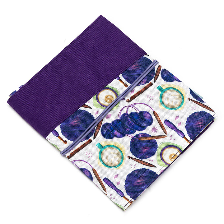 della Q Crochet Roll - 168-2 - Fabric Print Collection - Coffee and Yarn Purple - Extra Image