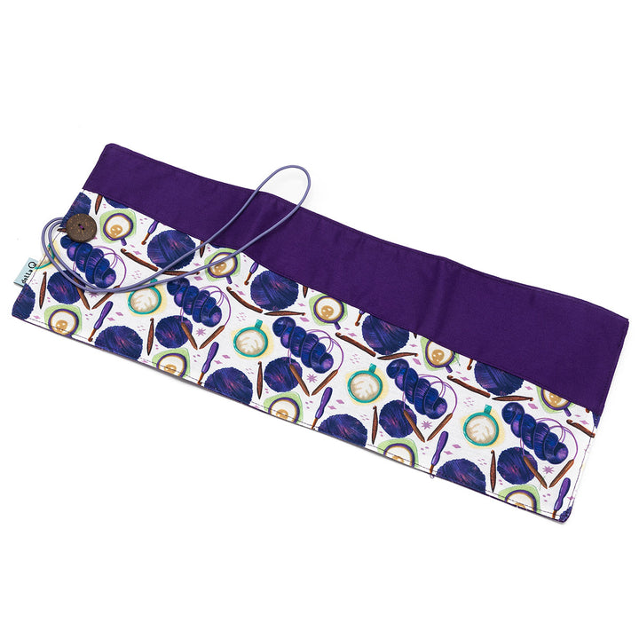 della Q Crochet Roll - 168-2 - Fabric Print Collection - Coffee and Yarn Purple - Extra Image