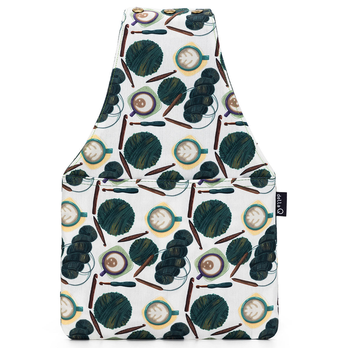 della Q Nora Wrist Bag - 1300-1 - Fabric Print Collection - Coffee and Yarn Green - Extra Image