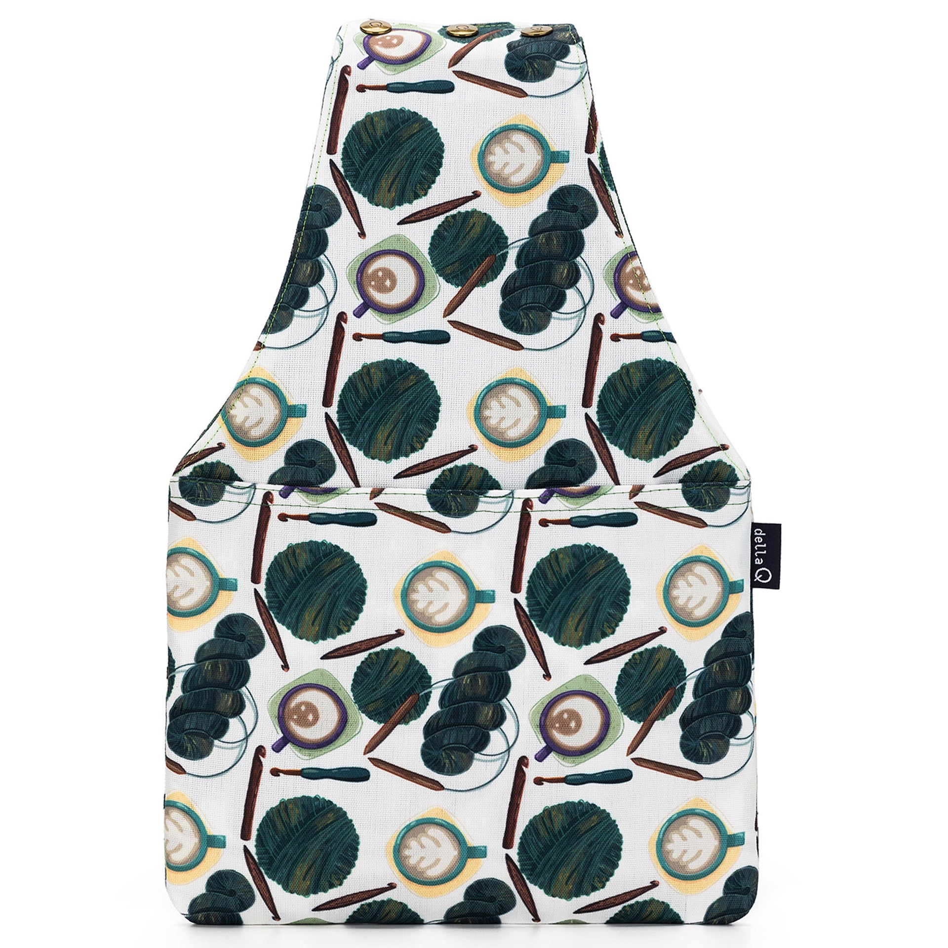 della Q Nora Wrist Bag - 1300-1 - Fabric Print Collection - Coffee and Yarn Green - Zoom Image