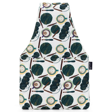 della Q Nora Wrist Bag - 1300-1 - Fabric Print Collection - Coffee and Yarn Green - Zoom Image
