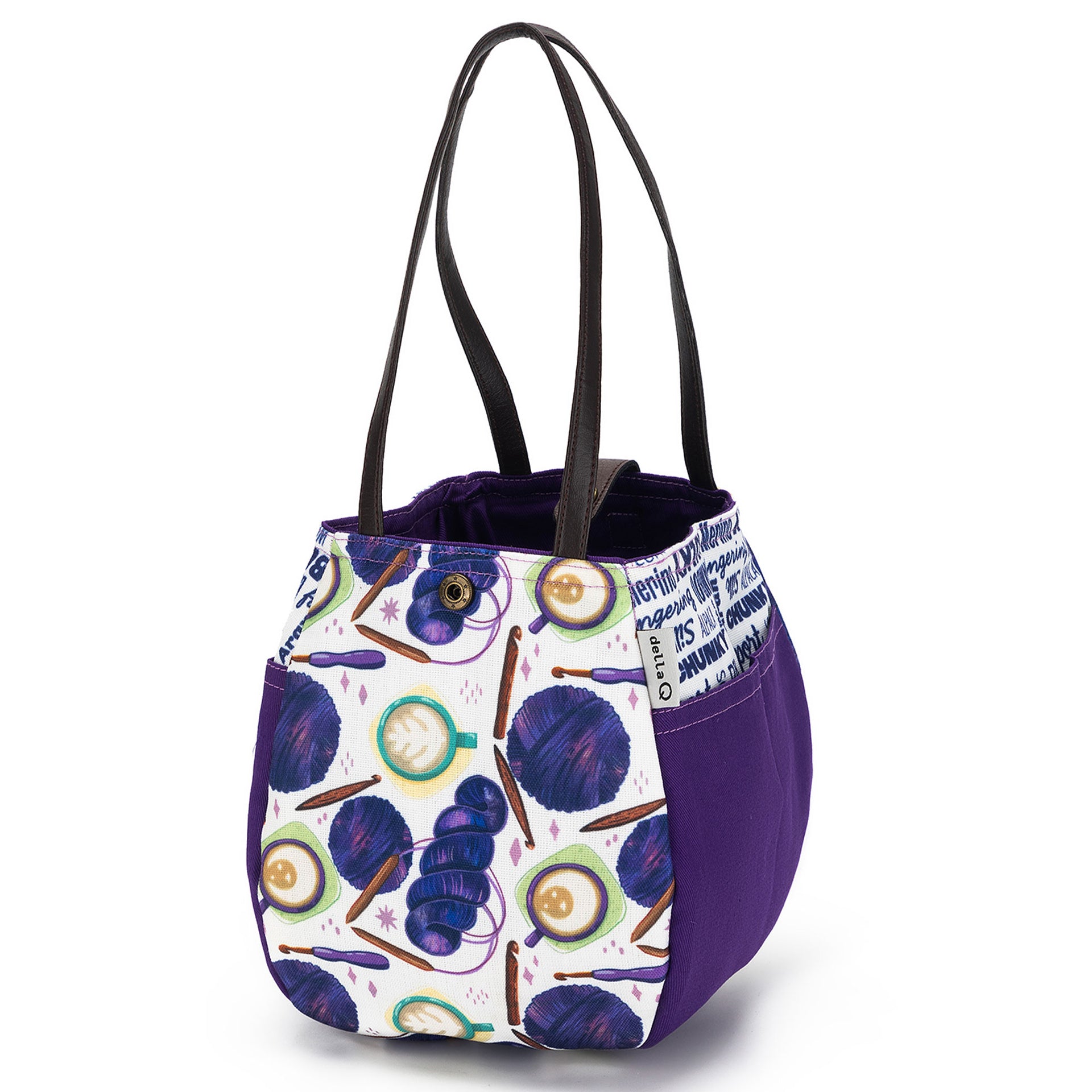 della Q Rosemary - 220-1 - Fabric Print Collection - Coffee and Yarn Purple - Zoom Image