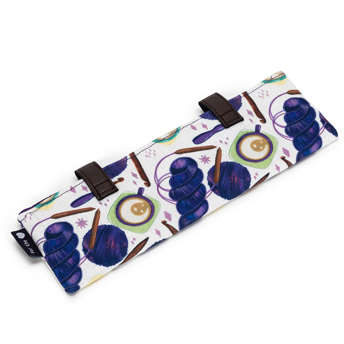 della Q Sock Needle Keeper - 1201-1 - Fabric Print Collection - Coffee and Yarn Purple - Extra Image