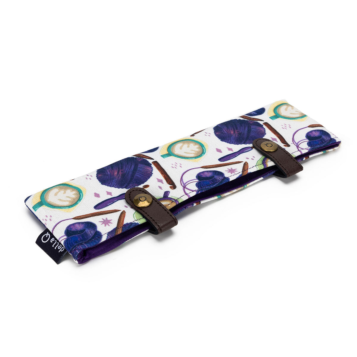 della Q Sock Needle Keeper - 1201-1 - Fabric Print Collection - Coffee and Yarn Purple - Extra Image