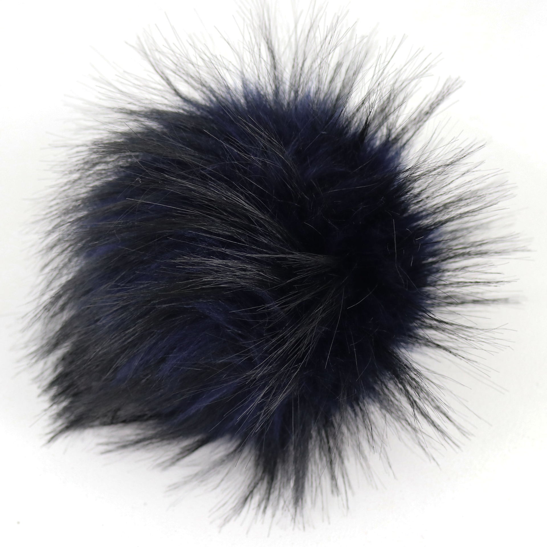 Jimmy Beans Wool Faux Fur Pom Poms w Snap - Dark Blue - Zoom Image