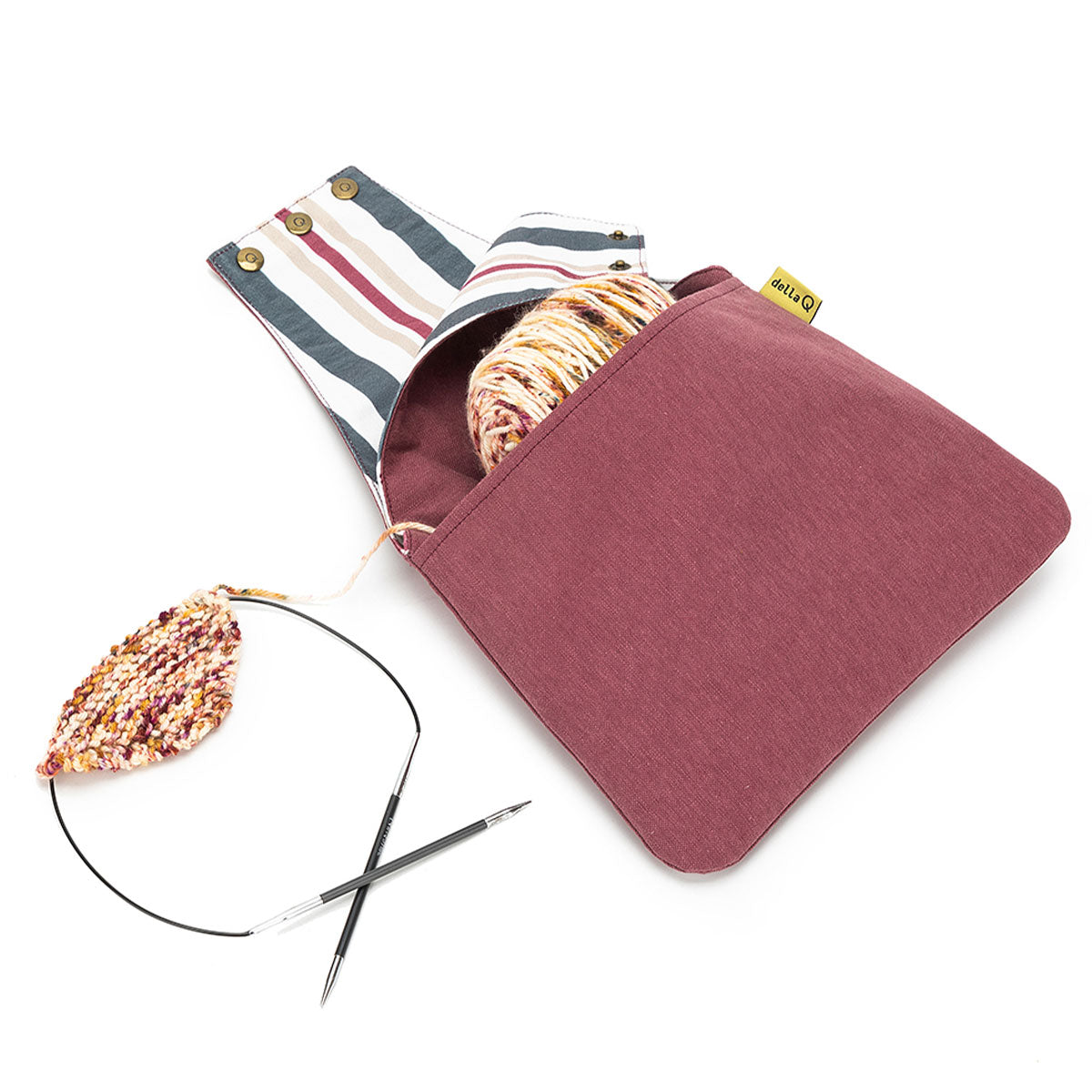 della Q Nora Wrist Bag - 1300-1 - *Linen - Wine - Extra Image
