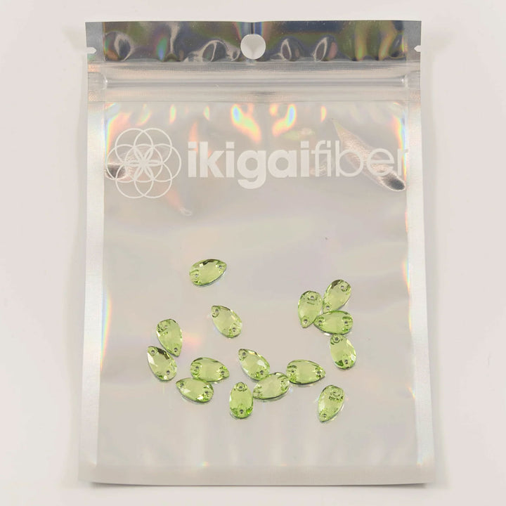 Ikigai Fiber Sew On Crystals & Buttons - Peridot Crystals - Zoom Image