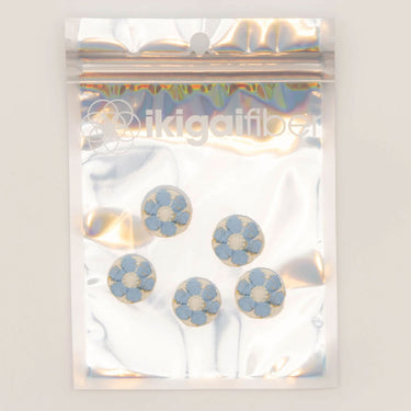 Ikigai Fiber Sew On Crystals & Buttons - Embroidered Blue Flower Button - Zoom Image