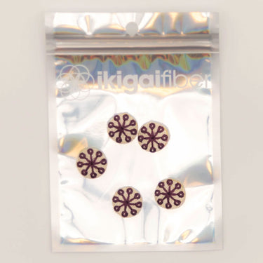 Ikigai Fiber Sew On Crystals & Buttons - Embroidered Purple Flower Button - Zoom Image