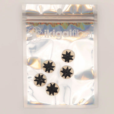 Ikigai Fiber Sew On Crystals & Buttons - Embroidered Black Star Button - Zoom Image