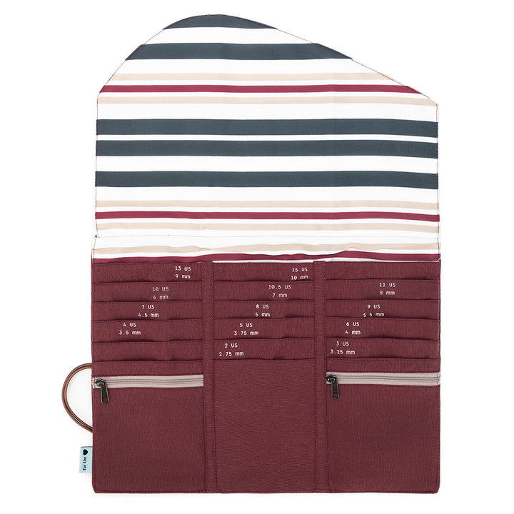 della Q Tri-Fold Circular Needle Case - 1145 - *Linen - Wine - Zoom Image