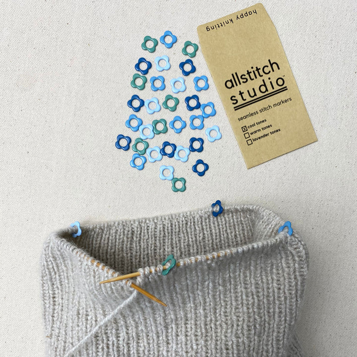 Allstitch Studio Seamless Stitch Markers - Small - Flower Cool Tones - Extra Image