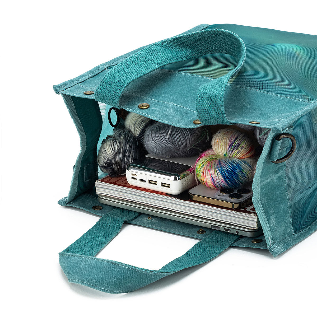 della Q Maker's Tall Mesh Tote - Teal - Extra Image