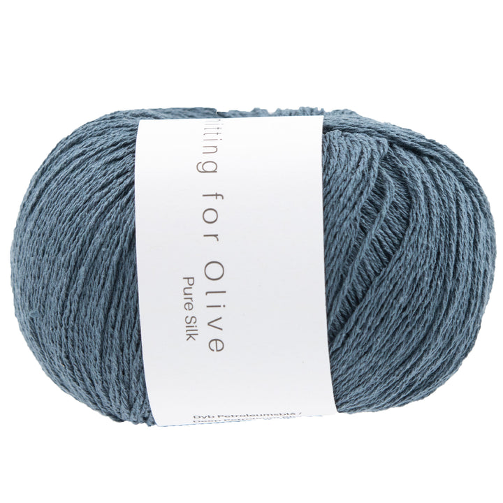 Knitting for Olive Pure Silk Yarn - Deep Petroleum Blue - Zoom Image