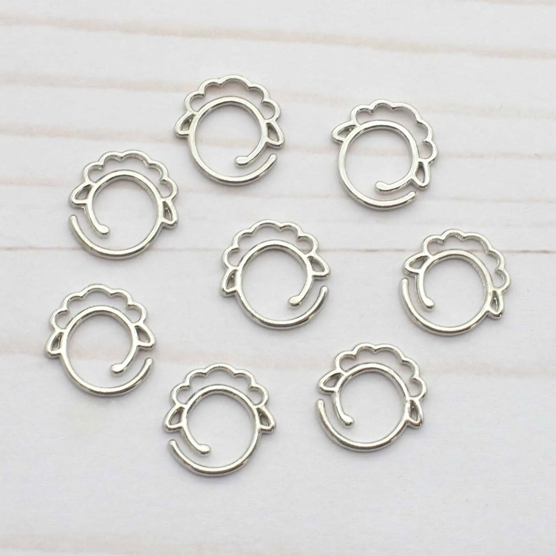 Fox & Pine Stitches Sheep Stitch Markers - Silver Sheep - Split Ring - Zoom Image