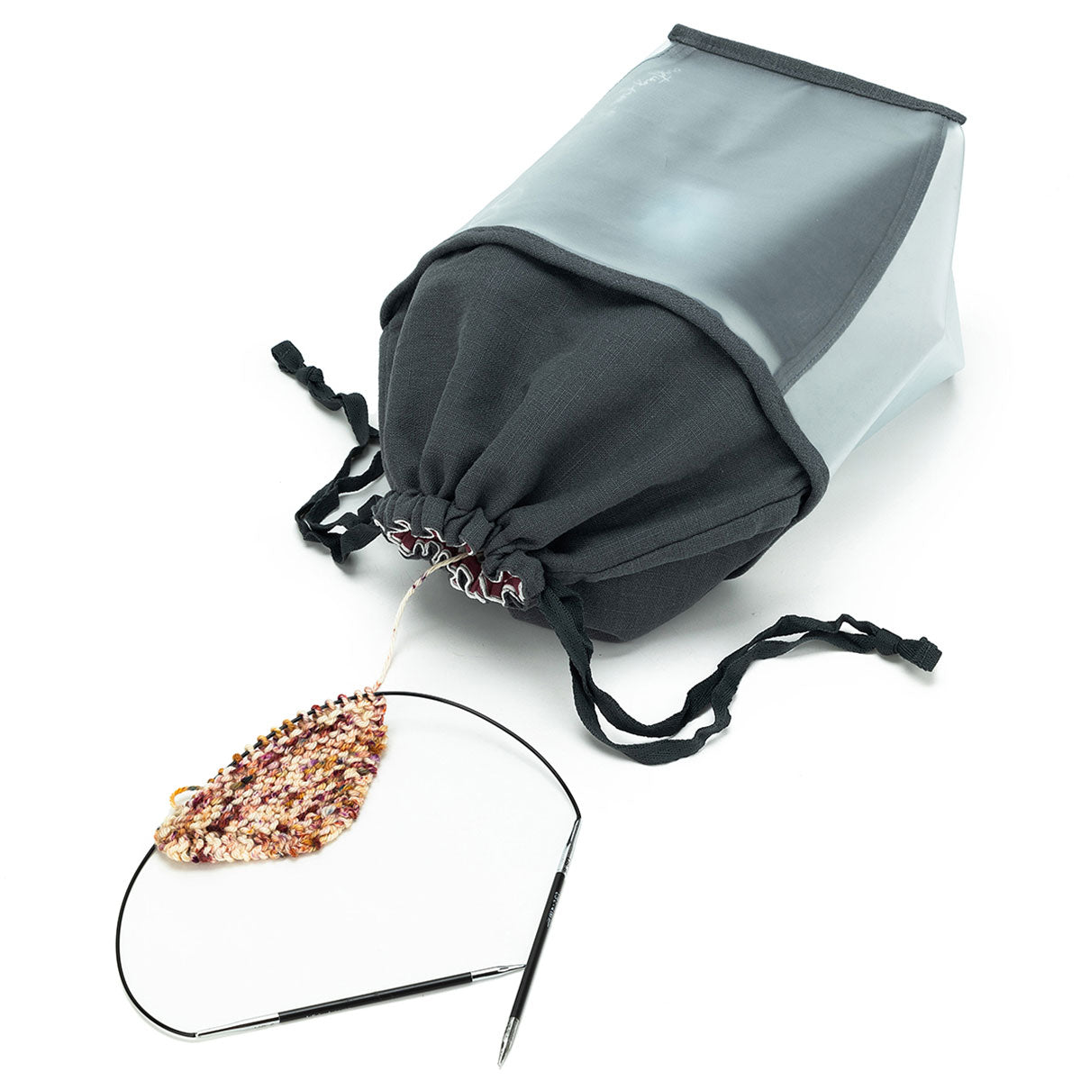 della Q Chicken Boots Double Double Project Bag - *Linen - Pebble - Extra Image