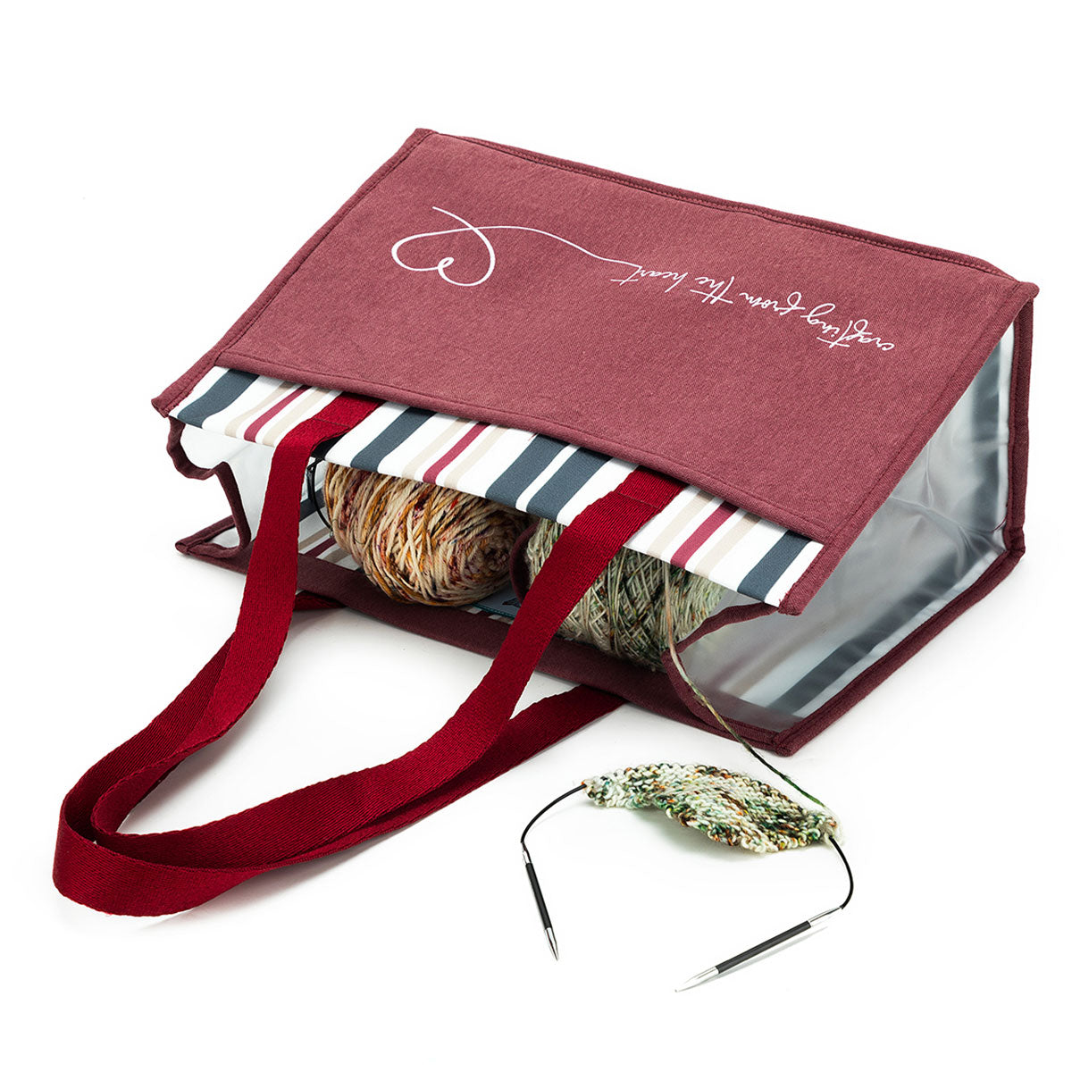 della Q Chicken Boots Project Bag - *Linen - Wine - Extra Image