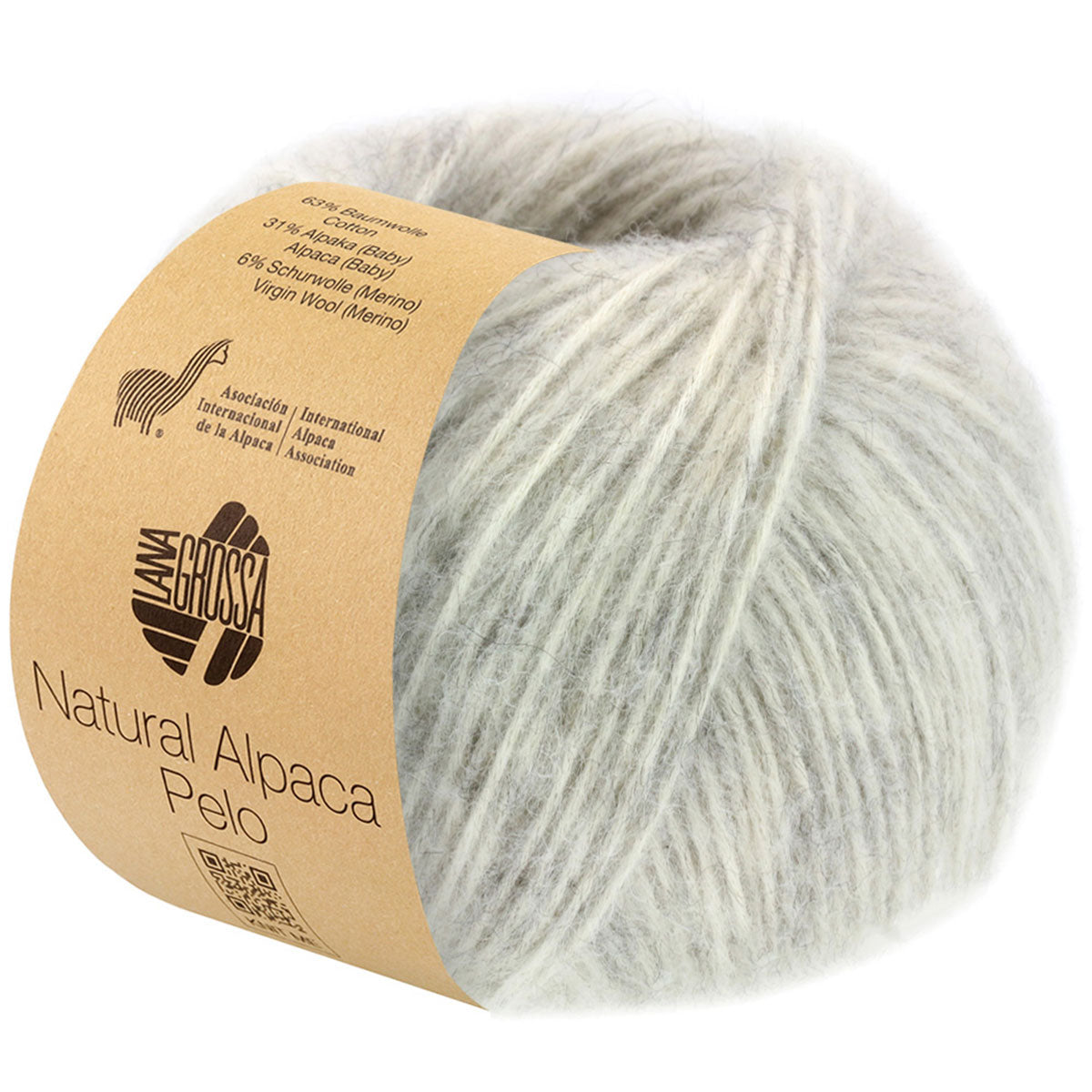 Lana Grossa Natural Alpaca Pelo Yarn - 02 Off White/Soft Grey - Extra Image