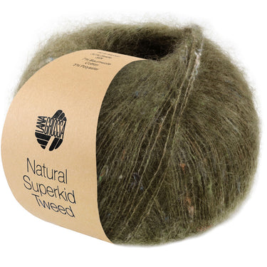 Lana Grossa Natural Superkid Tweed Yarn - 616 Olive Green - Extra Image