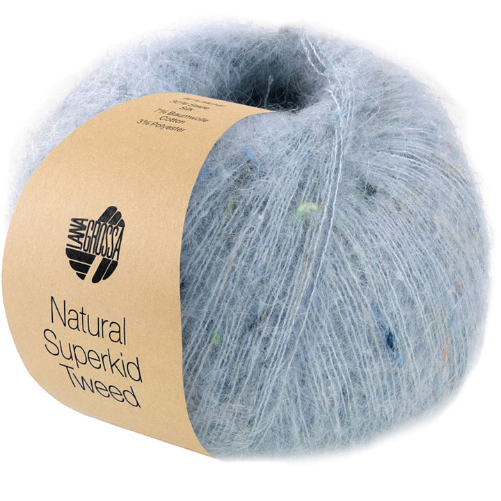 Lana Grossa Natural Superkid Tweed Yarn - 618 Light Blue - Extra Image