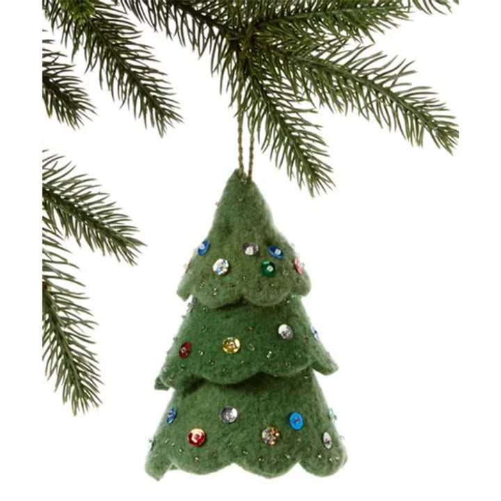 Silk Road Bazaar Handmade Felt Ornaments - Green Tree - Extra Image
