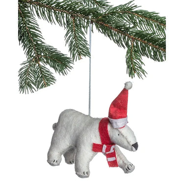 Silk Road Bazaar Handmade Felt Ornaments - Polar Bear - Zoom Image